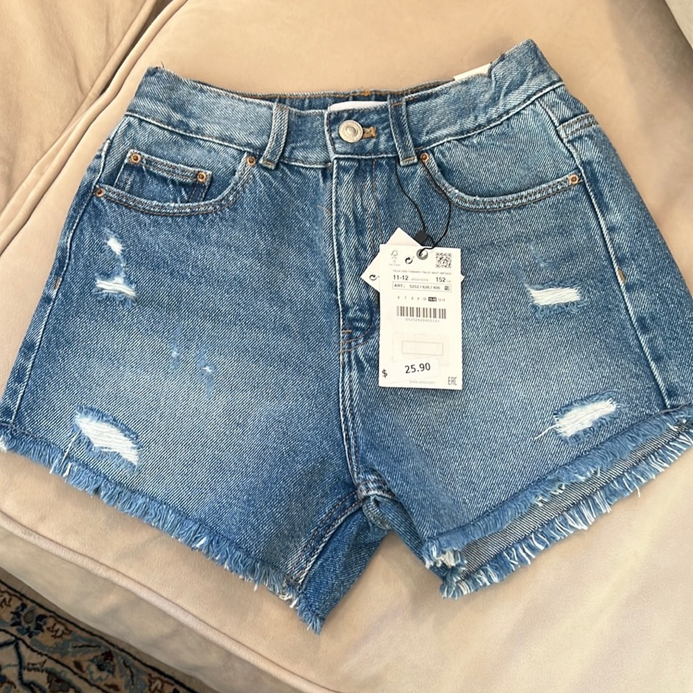 Zara girls denim jean shorts